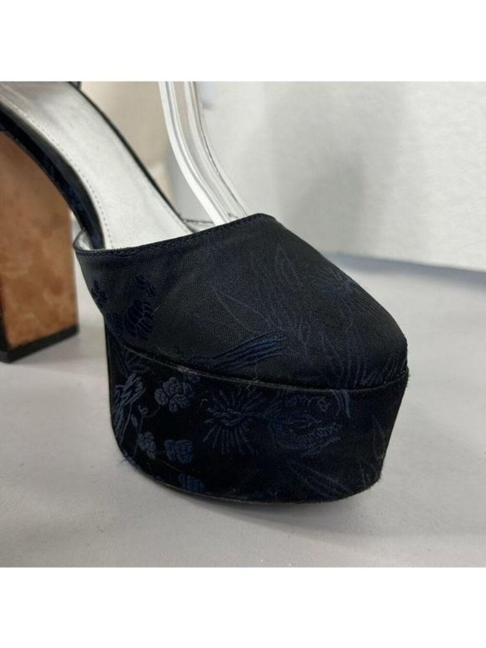 Alexa Chung Platform Mary Jane Heels Tapestry Cut Out Ankle Strap - Picture 2 of 9